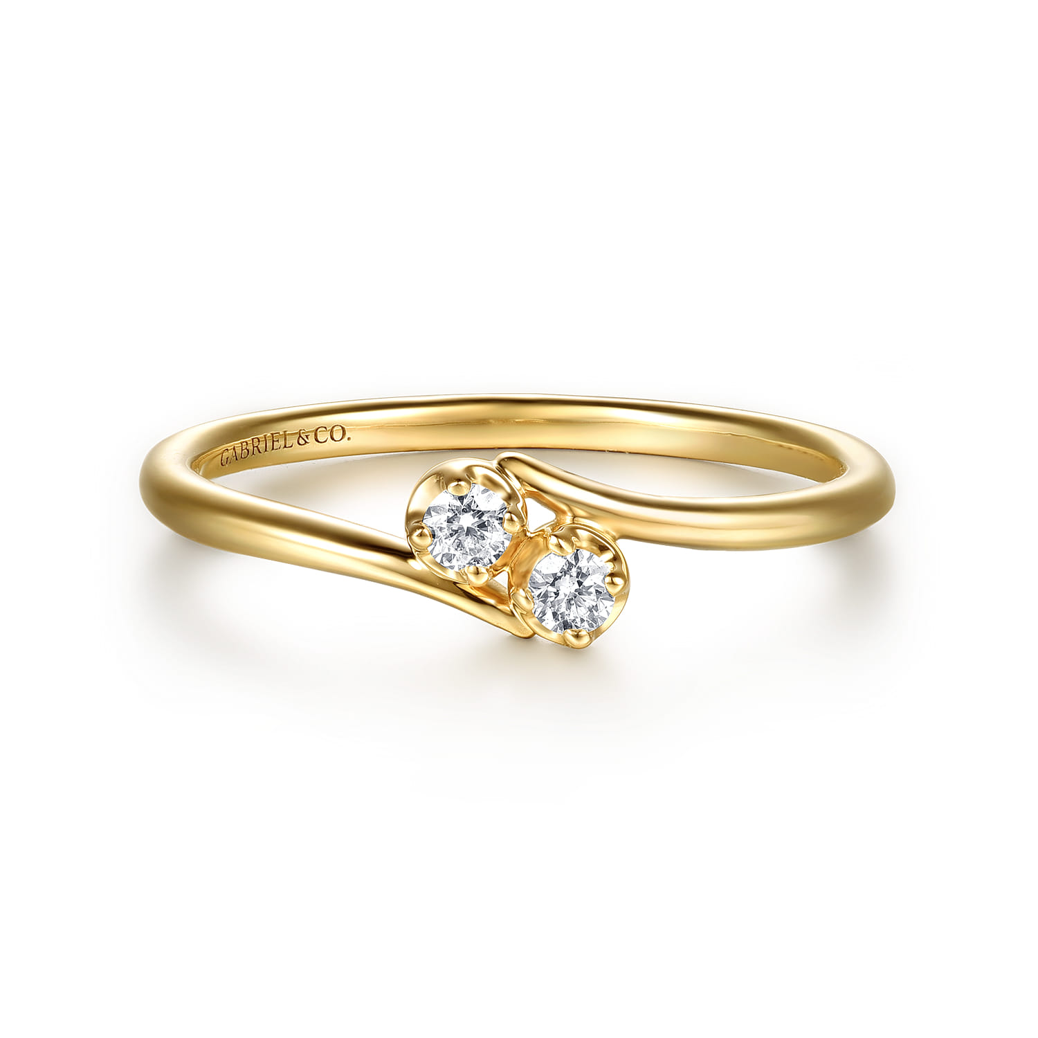 Promise Ring - 14K Yellow Gold Diamond Toi et Moi Promise Ring