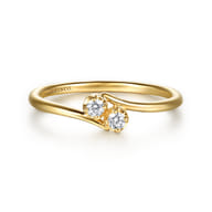 Promise Ring - 14K Yellow Gold Diamond Toi et Moi Promise Ring