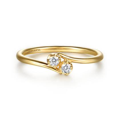 Promise Ring - 14K Yellow Gold Diamond Toi et Moi Promise Ring