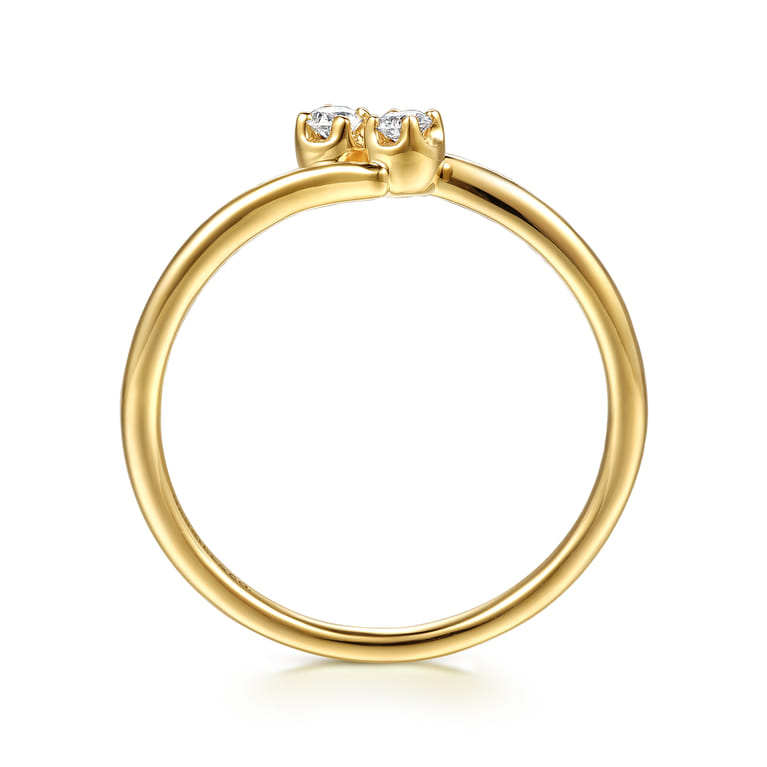 Promise Ring - 14K Yellow Gold Diamond Toi et Moi Promise Ring - 0.08 ct - Shot 2