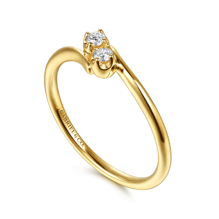 Promise Ring - 14K Yellow Gold Diamond Toi et Moi Promise Ring - 0.08 ct - Shot 3