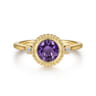 Promise Ring - 14K Yellow Gold Diamond and Amethyst Bujukan Promise Ring - 0.03 ct