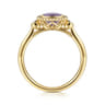 Promise Ring - 14K Yellow Gold Diamond and Amethyst Bujukan Promise Ring - 0.03 ct