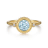 Promise Ring - 14K Yellow Gold Diamond and Aquamarine Bujukan Promise Ring - 0.03 ct