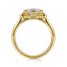 Promise Ring - 14K Yellow Gold Diamond and Aquamarine Bujukan Promise Ring - 0.03 ct