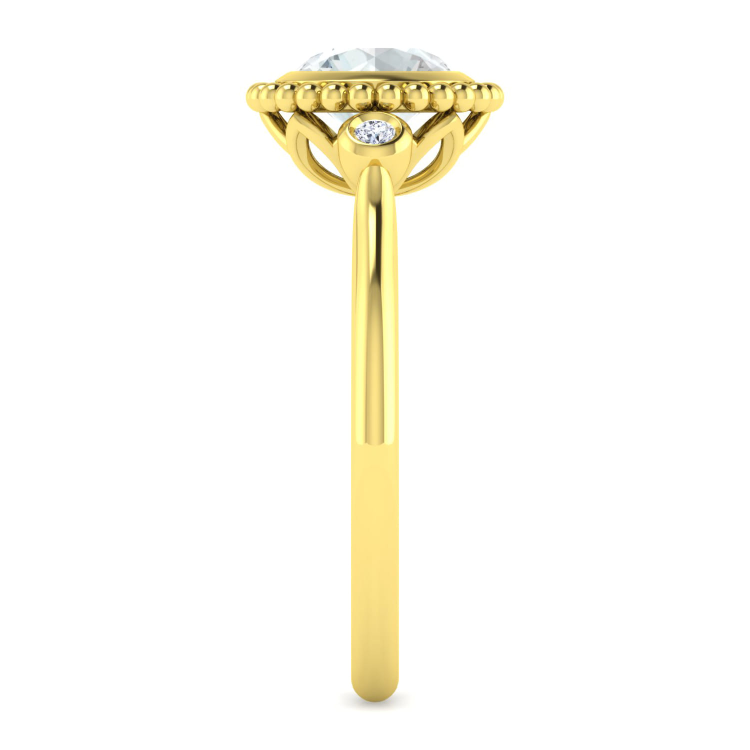 Promise Ring - 14K Yellow Gold Diamond and Aquamarine Bujukan Promise Ring - 0.03 ct - Shot 5