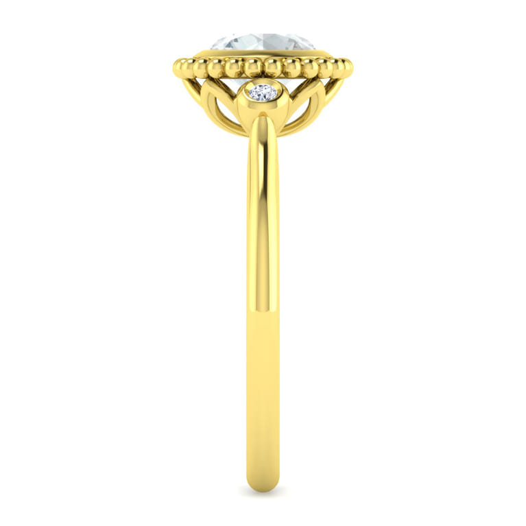 Promise Ring - 14K Yellow Gold Diamond and Aquamarine Bujukan Promise Ring - 0.03 ct - Shot 5