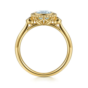 Promise Ring - 14K Yellow Gold Diamond and Aquamarine Bujukan Ring