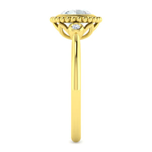 Promise Ring - 14K Yellow Gold Diamond and Aquamarine Bujukan Ring