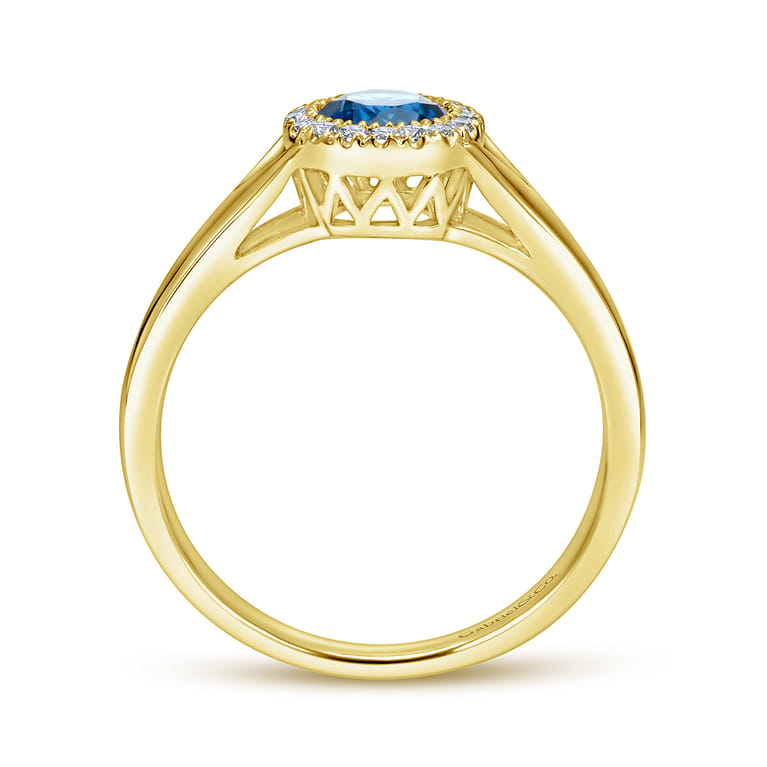 Promise Ring - 14K Yellow Gold Diamond and Blue Topaz Fashion Promise Ring - 0.04 ct - Shot 2