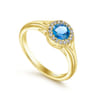 Promise Ring - 14K Yellow Gold Diamond and Blue Topaz Fashion Promise Ring - 0.04 ct