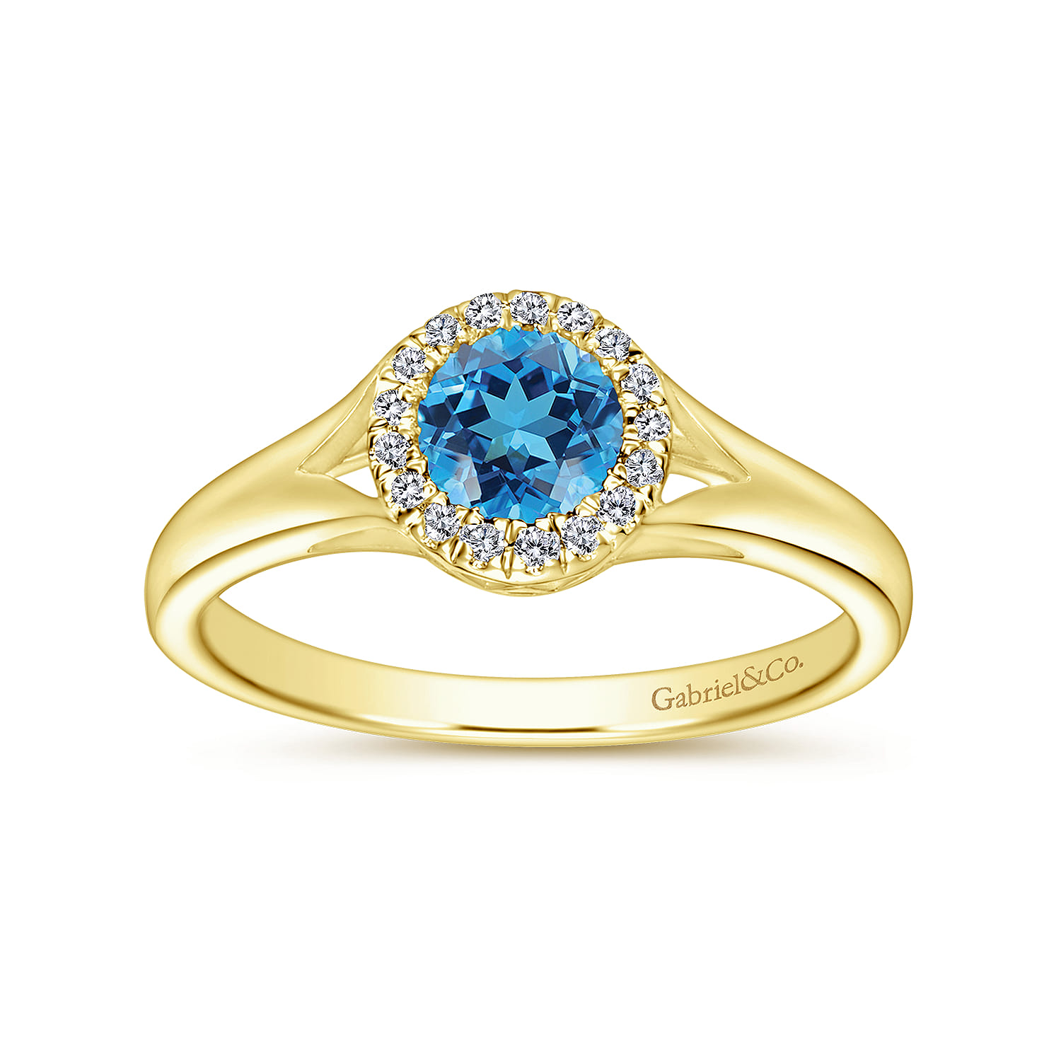Promise Ring - 14K Yellow Gold Diamond and Blue Topaz Fashion Promise Ring - 0.04 ct - Shot 4