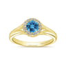 Promise Ring - 14K Yellow Gold Diamond and Blue Topaz Fashion Promise Ring - 0.04 ct