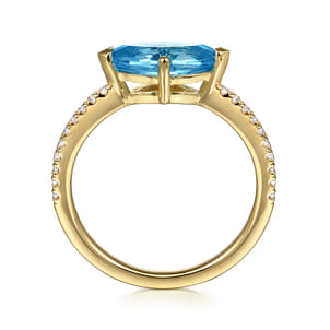 Promise Ring - 14K Yellow Gold Diamond and Blue Topaz Fashion Ring