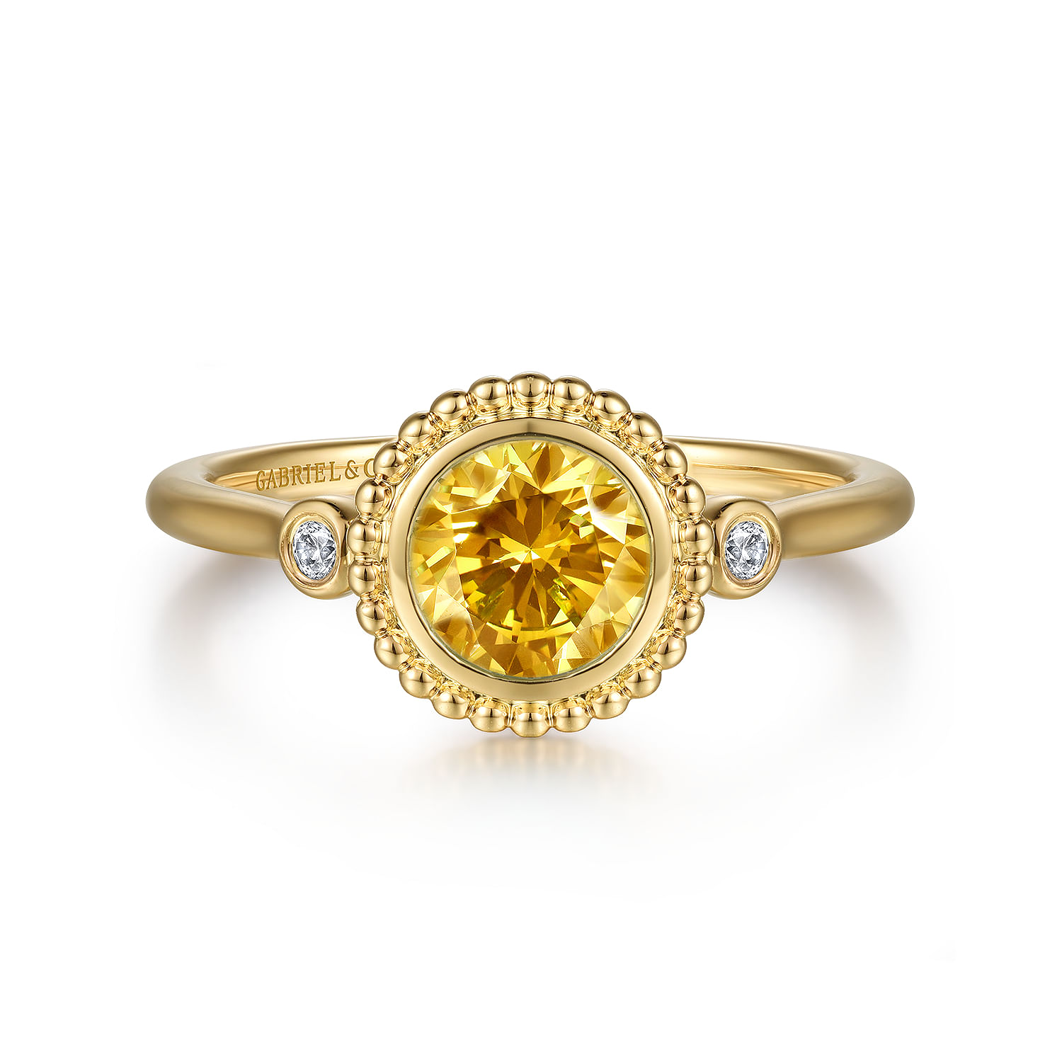 Promise Ring - 14K Yellow Gold Diamond and Citrine Bujukan Ladies' Ring