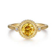 Promise Ring - 14K Yellow Gold Diamond and Citrine Bujukan Promise Ring