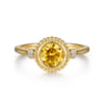 Promise Ring - 14K Yellow Gold Diamond and Citrine Bujukan Promise Ring - 0.03 ct