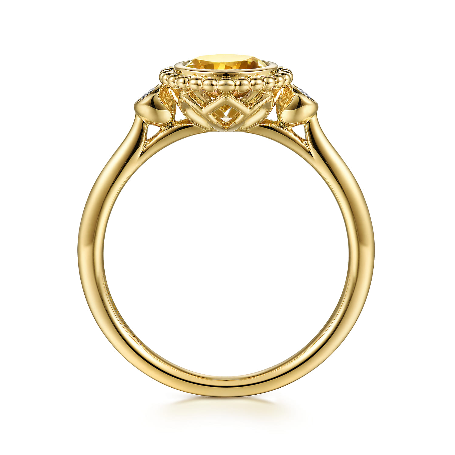 Promise Ring - 14K Yellow Gold Diamond and Citrine Bujukan Promise Ring - 0.03 ct - Shot 2