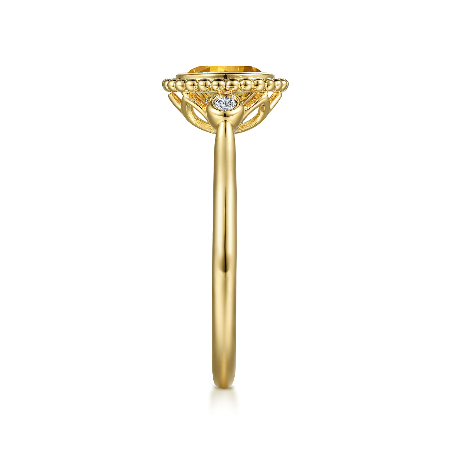 Promise Ring - 14K Yellow Gold Diamond and Citrine Bujukan Promise Ring - 0.03 ct - Shot 4