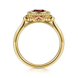 Promise Ring - 14K Yellow Gold Diamond and Garnet Bujukan Ladies' Ring