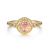 Promise Ring - 14K Yellow Gold Diamond and Morganite Bujukan Promise Ring - 0.03 ct