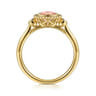 Promise Ring - 14K Yellow Gold Diamond and Morganite Bujukan Promise Ring - 0.03 ct