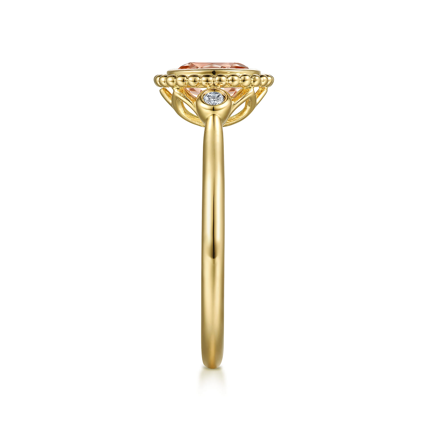 Promise Ring - 14K Yellow Gold Diamond and Morganite Bujukan Promise Ring - 0.03 ct - Shot 4