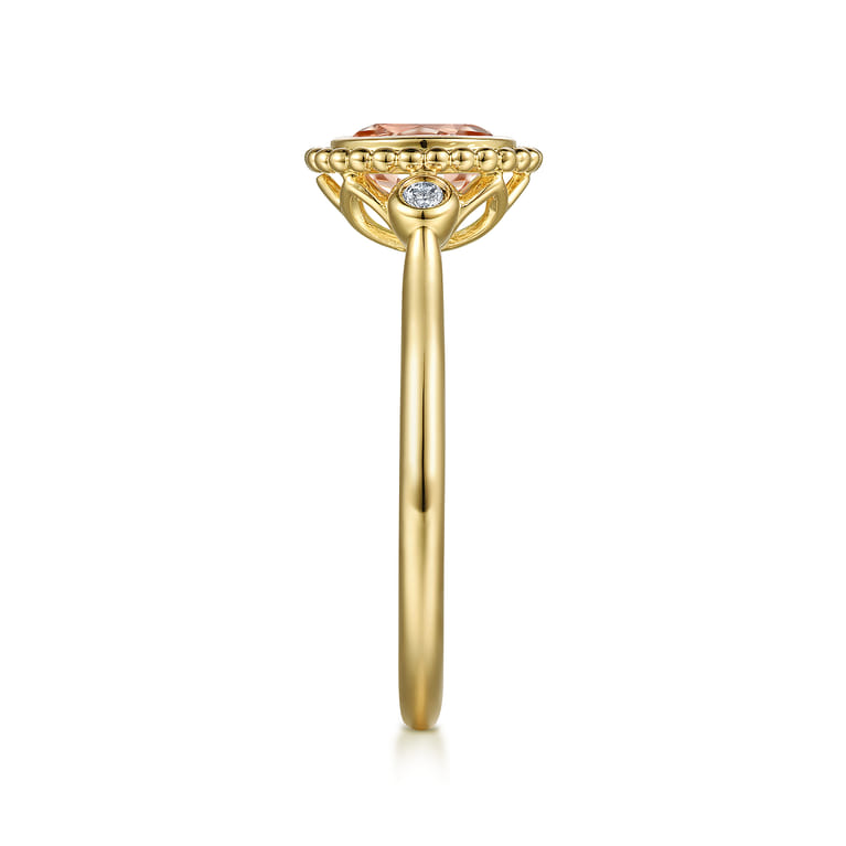 Promise Ring - 14K Yellow Gold Diamond and Morganite Bujukan Promise Ring - 0.03 ct - Shot 4