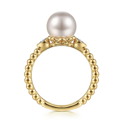Promise Ring - 14K Yellow Gold Diamond and Pearl Bujukan Promise Ring