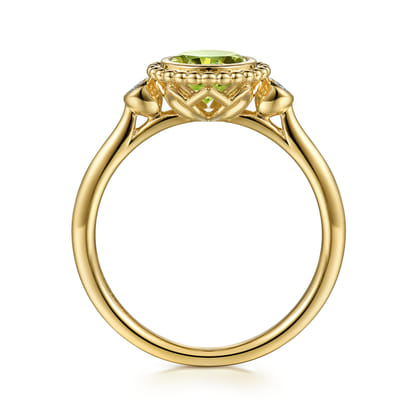 Promise Ring - 14K Yellow Gold Diamond and Peridot Bujukan Ladies' Ring