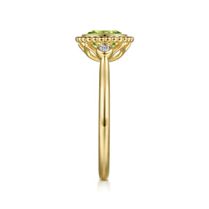 Promise Ring - 14K Yellow Gold Diamond and Peridot Bujukan Ladies' Ring