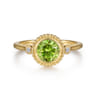 Promise Ring - 14K Yellow Gold Diamond and Peridot Bujukan Promise Ring - 0.03 ct