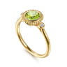 Promise Ring - 14K Yellow Gold Diamond and Peridot Bujukan Promise Ring - 0.03 ct