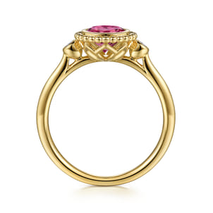 Promise Ring - 14K Yellow Gold Diamond and Pink Tourmaline Bujukan Ladies Ring