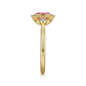 Promise Ring - 14K Yellow Gold Diamond and Pink Tourmaline Bujukan Ladies Ring