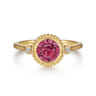 Promise Ring - 14K Yellow Gold Diamond and Pink Tourmaline Bujukan Promise Ring - 0.03 ct