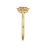 Promise Ring - 14K Yellow Gold Diamond and Pink Tourmaline Bujukan Promise Ring - 0.03 ct