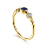 Promise Ring - 14K Yellow Gold Diamond and Sapphire 3 Stone Promise Ring - 0.05 ct