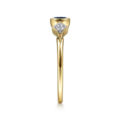 Promise Ring - 14K Yellow Gold Diamond and Sapphire 3 Stone Promise Ring