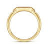 Promise Ring - 14K Yellow Gold Diamond and Trio Princess Cut Ruby Stackable Promise Ring - 0.01 ct