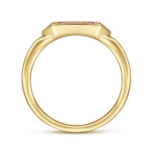 Promise Ring - 14K Yellow Gold Diamond and Trio Princess Cut Ruby Stackable Ring