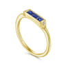 Promise Ring - 14K Yellow Gold Diamond and Trio Princess Cut Sapphire Promise Ring - 0.01 ct