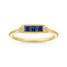Promise Ring - 14K Yellow Gold Diamond and Trio Princess Cut Sapphire Promise Ring - 0.01 ct