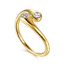 Promise Ring - 14K Yellow Gold Diamond and White Sapphire Bypass Promise Ring - 0.02 ct