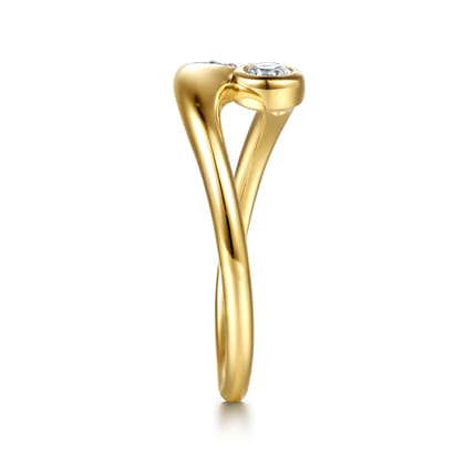 Promise Ring - 14K Yellow Gold Diamond and White Sapphire Bypass Promise Ring