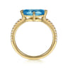 Promise Ring - 14K Yellow Gold East West Marquise Blue Topaz and Diamond Promise Ring - 0.12 ct