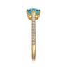 Promise Ring - 14K Yellow Gold East West Marquise Blue Topaz and Diamond Promise Ring - 0.12 ct