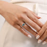 Promise Ring - 14K Yellow Gold East West Marquise Blue Topaz and Diamond Promise Ring - 0.12 ct