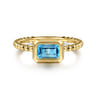 Promise Ring - 14K Yellow Gold Emerald Cut Blue Topaz Bujukan Promise Ring
