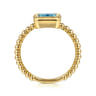 Promise Ring - 14K Yellow Gold Emerald Cut Blue Topaz Bujukan Promise Ring